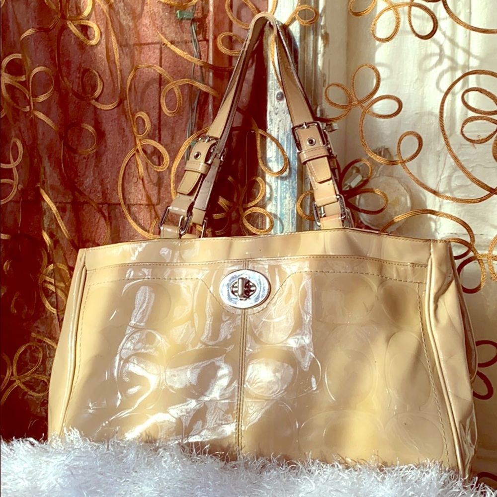 Authentic Coach patent leather embossed tote bag